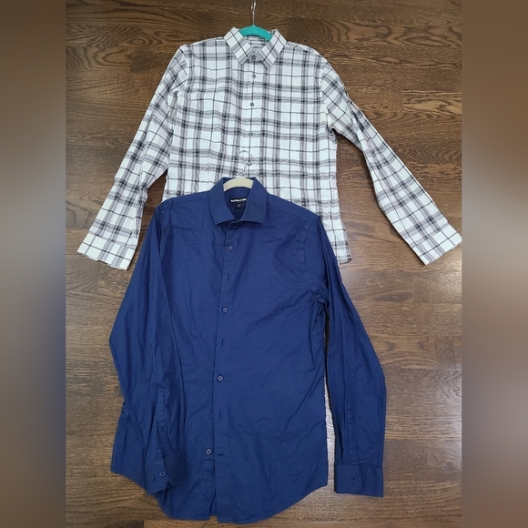Express Other - Express Lot Of 2 Men's Blue and Plaid Shirts Sz.L 16-16,5